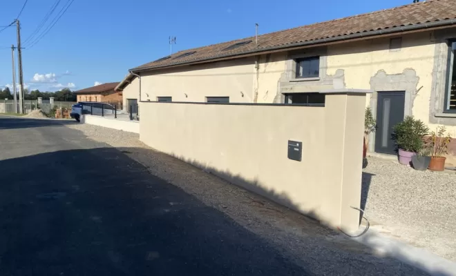 Façades chantier de Dompierre-sur-veyle, Amberieu-en-Bugey, MIB Maçonnerie
